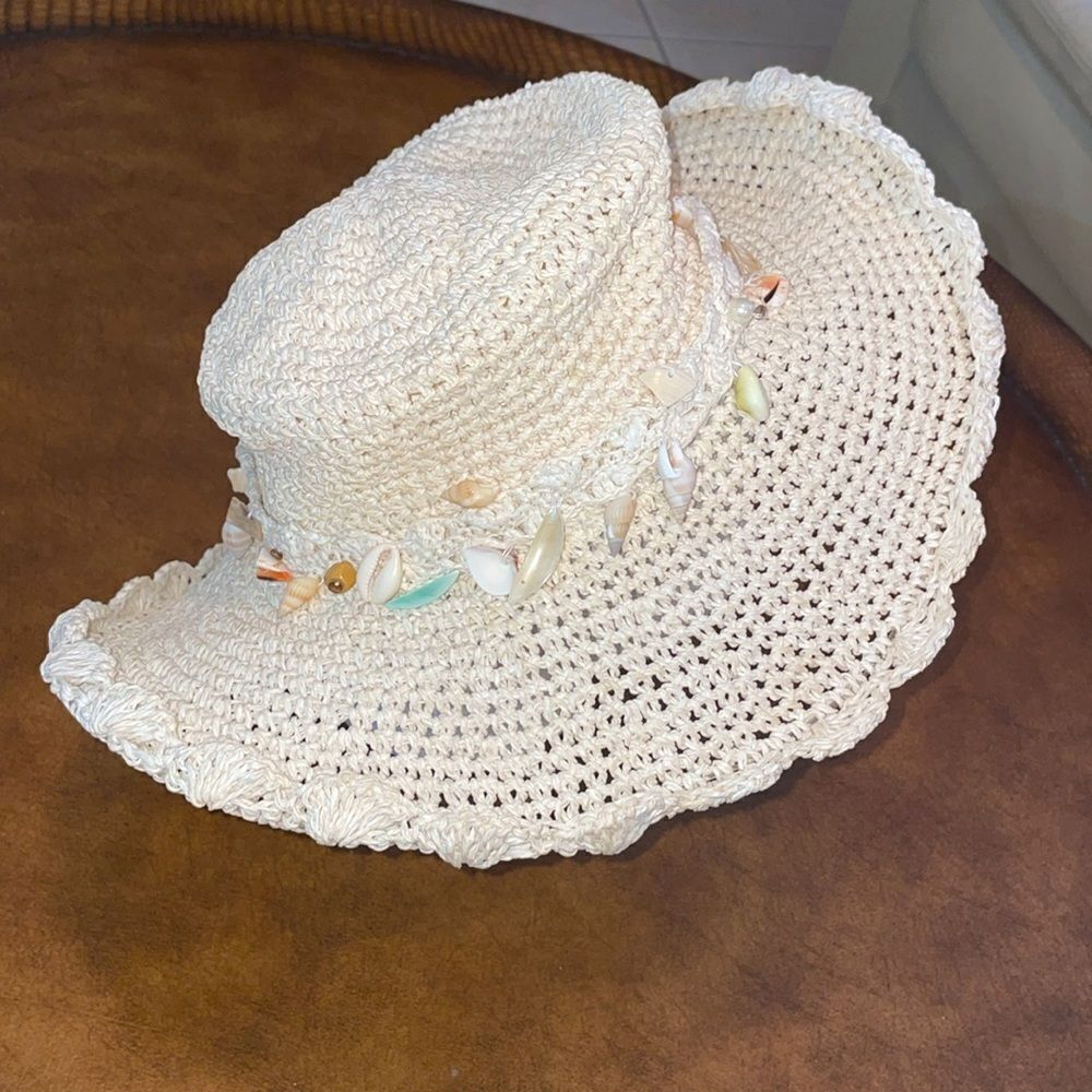 Cappelli Seashell Trim Straw Beach Hat One Size